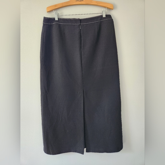 Vintage Dahlia Black Lined Polyester Maxi Skirt sz 14 - Picture 7 of 10